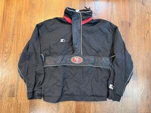 Vintage San Francisco 49ers Starter Pro Line Pullover Jacket Black Size Medium